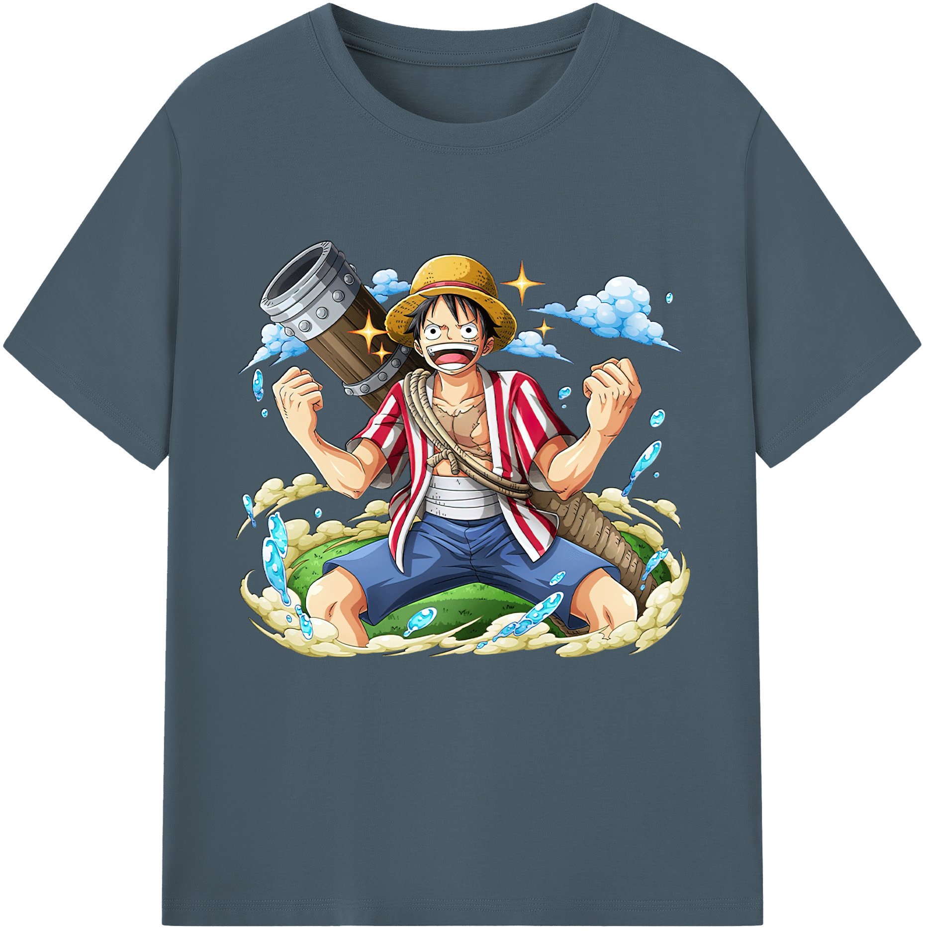 ワンピース モンキー・D・ルフィ ONE PIECE Monkey D. Luffy 綿100％半袖Tシャツ（フロントプリント）
